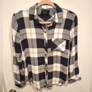 Rails Women's Hunter Midnight Pine Rayon Plaid Shirt Sz XS Country Granola Girl